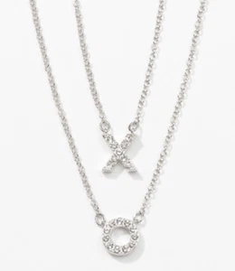 💎Touchstone Crystal Necklace Clear XO Rhodium 15-18” Layered New Condition - Picture 1 of 2