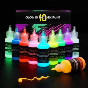 Magicfly Fluoreszierende Farbe, Leuchtfarben Nachtleuchtend 10X20Ml, Glow in the - Bild 1 von 9