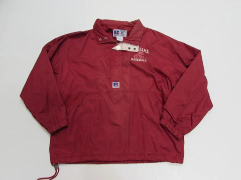 VTG Russell Athletics Men's Jacket Alabama Size XL Burgundy Hidden Hood BASEBALL Cover