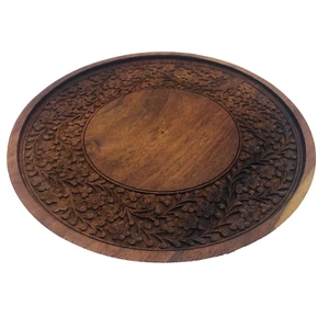 Charger Plate Wood 12 In Floral Pattern - Picture 1 of 7