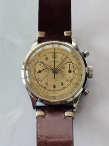 ETERNA-WATERPROOF-CRONO-ACCIAIO-RUOTA A COLONNE-VALJOUX 22-OVERSIZE-FULL SET - Picture 1 of 24