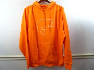 Simms Fishing Neon Orange Hoodie Sweatshirt Bass Outline Size XL NEW - Picture 1 of 7
