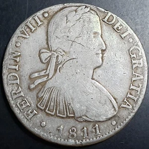 Mexico Spanish Colonial 8 Reales Ferdin Ferdinand VII 1811 Mo HJ Mexico Mint - Picture 1 of 4