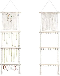 Hanging Jewelry Organizer, Boho Macrame Necklace Hanger Wall Mounted with 30 ... - Picture 1 of 2