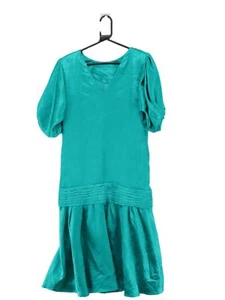 Vintage Women's Midi Dress M Green 100% Other A-Line - Picture 1 of 7