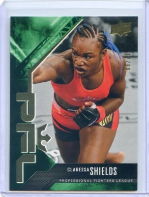 2022 Upper Deck PFL CLARESSA SHIELDS #25 GREEN PARALLEL /99 - Image 1 of 2