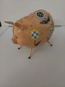 Skurrile Blumen-SCHWEIN-Skulptur aus Metall - Bild 1 von 6
