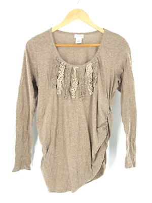 Motherhood Maternity Shirt Tan Long Sleeve Maternity Shirt Large - Image 1 of 4
