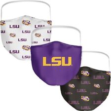3 Pack LSU Tigers Official Licensed NCAA Washable Resuable Face Mask Cover