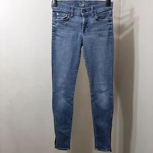 7 for all Mankind Ankle-Zip Skinny Denim Jeans Womens Size 25 (26x29) Stretchy - Picture 1 of 14
