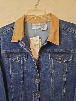 Chaqueta vaquera recortada para mujer STUDIO EASY talla 16 cuello tostado nueva Foto 1 de 4