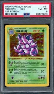 PSA 8 Pokemon 1999 1ª Edición Shadowless Base Set Nidoking Holo #11 SELLO GRUESO - Imagen 1 de 2