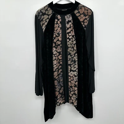 LOGO Lavish Lori Goldstein Tunic Top Shirt 2X Velvet Burnout Whimsigoth Witchy - Image 1 of 4