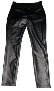 Asset Spanx Pants Women 1X Black All Over Faux Leather Pull On Ankle Minimalist - Picture 1 of 11