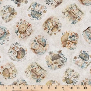 Cotton Tails Mushroom Toss Gray Cotton Fabric 30081 K Cotton Fabric By half yard - Picture 1 of 2