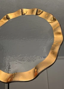 Vtg Annie Glass 11” Gold Ruffled Edge Gold Buffet Plate Signed And Numbered USA - Picture 1 of 8