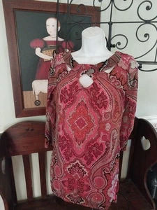CAMISA PAISLEY PEDRERÍA LAVABLE TÚNICA TALLA M INC INTERNATIONAL CONCEPTS - Imagen 1 de 5
