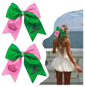 2 PCS Green & Pink Wicked Inspired Bows For Hair - Picture 1 of 2