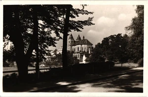 Vintage Kostelec Kirche Schwarz-Weiß Postkarte mit Tschechischer Briefmarke 1941 - Bild 1 von 2
