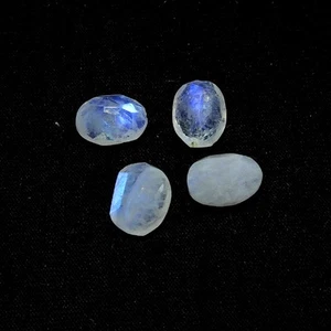 8X11MM Natural Rainbow Moonstone Checker Cut 13Cts. oval Gemstone 4Pcs Lot g235 - Picture 1 of 9