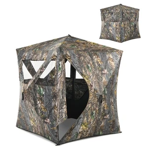 3 Person Portable Hunting Blind Pop-Up Ground Blind w/Tie-downs & Carrying Bag - Picture 1 of 10