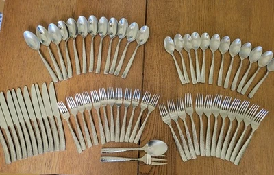 62pc Towle Living Collection Stainless Texture Hammered Silverware SET for 12 - Image 1 of 4