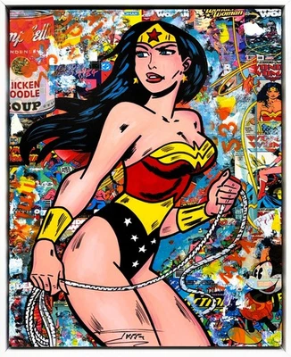 Jozza "Diana" | Pintura Original | 31 x 25" Enmarcado Personalizado | Mujer Maravilla Foto 1 de 4