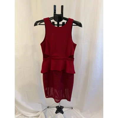 Love J Red Sleeveless Peplum Dress Cutout Sheath Bodycon Party Cocktail M - Image 1 of 4