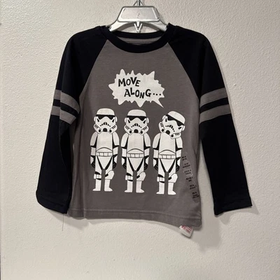 Disney Store STAR WARS Stormtroopers Long Sleeve Baseball T-Shirt for Boys sz 4 - Image 1 of 4