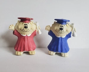 Russ Berrie Graduation Figures Lions Red Blue Cap Gown Diploma 3" Cake... - Picture 1 of 13