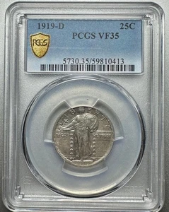 1919-D  STANDING LIBERTY QUARTER   PCGS  VF35  KEY DATE - Picture 1 of 4