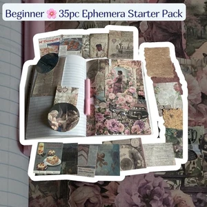 Beginner ✿ 35pc Ephemera Kit – Vintage Junk Journal Scrapbook Starter Pack - Picture 1 of 7