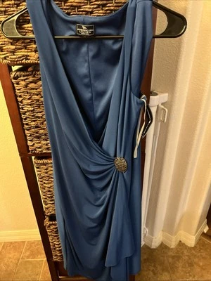 Vestido sin mangas para mujer American Living azul nuevo con etiquetas cóctel profundo talla V envolvente Foto 1 de 4