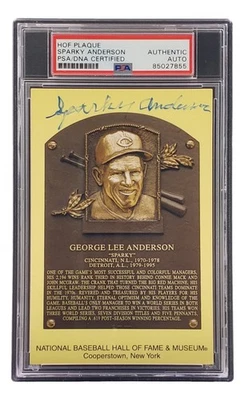 Sparky Anderson Signed 4x6 Cincinnati Reds HOF Plaque Card PSA/DNA 85027855 - Image 1 of 4