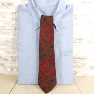 Lanvin Neck Tie Mens Red Blue Paisley Silk Luxury Suit Bohemian Classic France - Picture 1 of 10