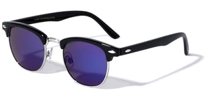 Browline Sunglasses Classic Semi Rimless Color Mirror Lens (Purple) - Picture 1 of 4