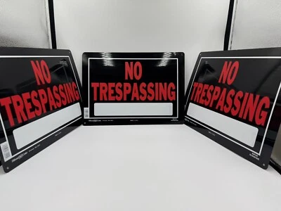 NEW Set Of 3 Hillman No Trespassing Signs Red/Black ALuminum 10" x 14" 840125 - Image 1 of 3