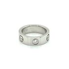 Cartier Love One Diamond Platinum 5.5mm Wide Band Ring W/ Cert -  Size 4.5
