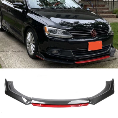 For Volkswagen Jetta Front Bumper Lip Spoiler Splitter Diffuser Carbon Fiber Red - Image 1 of 4