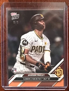2024 TOPPS NOW #20 GRAHAM PAULEY 1° SUCCESSO MLB È HR! ARANCIONE PARALLELO 5/5! PADRES - Foto 1 di 7