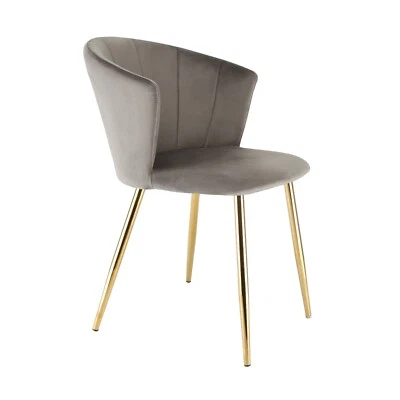 Dunel Velvet Accent Dining Tub Chair With Golden Chrome Metal Legs - Grey - Image 1 of 4