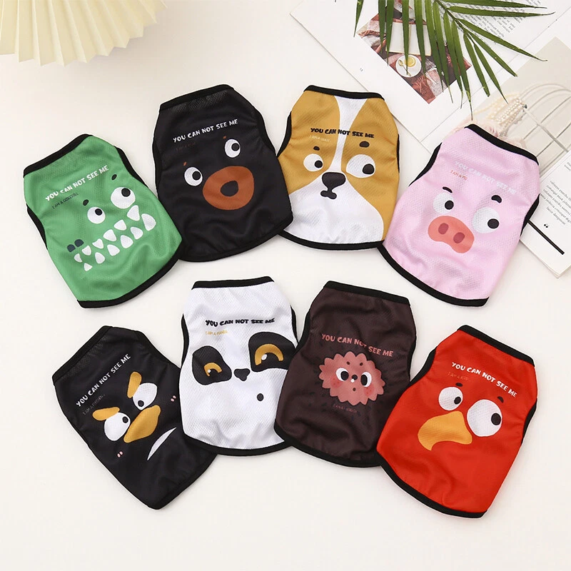 Pet Vest Cat Clothes Dog Shirt Small Dog Clothing Thin Sleeveless Cartoon = - Image 1 of 4