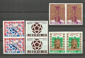 LIBERIA 1970, Soccer World Cup set / FOOTBALL. IMPERF PAIRS, Scott 511-14, MNH - Picture 1 of 1