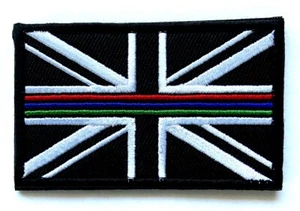 Emergency Services Triple Thin Blue Green Red Line  Union Jack Morale Patch SML - Picture 1 of 1