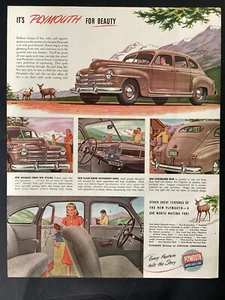 Anuncio impreso vintage de Plymouth 1946 It's Plymouth For Beauty Every Feature Tells - Imagen 1 de 1
