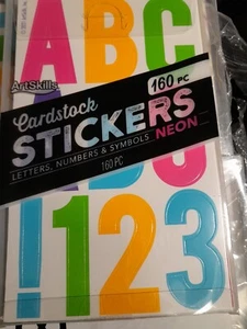 Artskills Cardstock Neon Stickers 160 letters. , numbers and symbols new - Picture 1 of 3