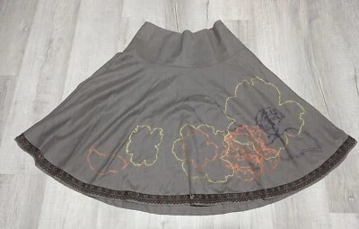 油性女式羊毛裙带花卉刺绣女式 38 码美国 6 码 — 第 1/4 张图片