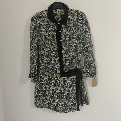 Romper feminino Rachel Rachel Roy manga longa estampa de pavão chiffon tamanho 10 - Imagem 1 de 4