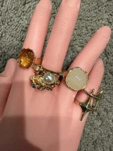 Ring Set Cocktailringe Gold Grobring Kostüm 4 Teile Größe 6 - Bild 1 von 6