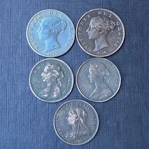 Victoria Half Penny Coins (5) 1855 1858 1860 1890 1900 Victorian Lot 2482 - Picture 1 of 11